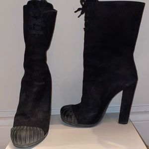 Fendi Suede High Heeled Boots Size 38 1/2